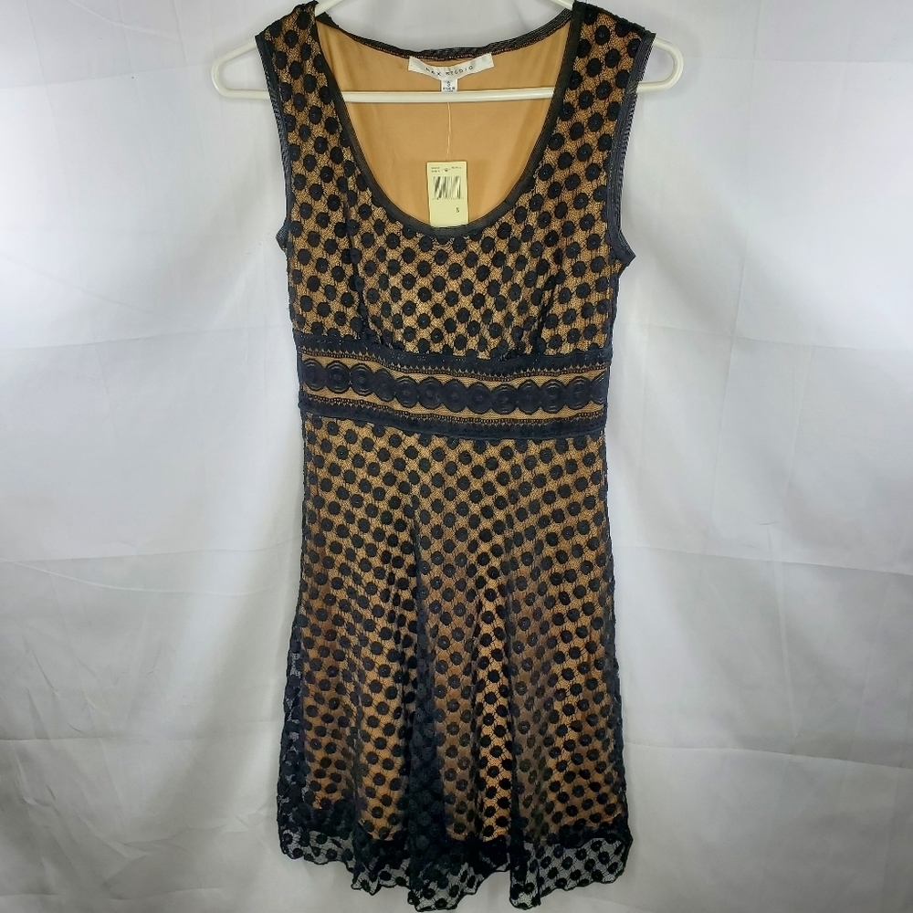 Max Studio Black Lace and Nude Dress Size Small NWT